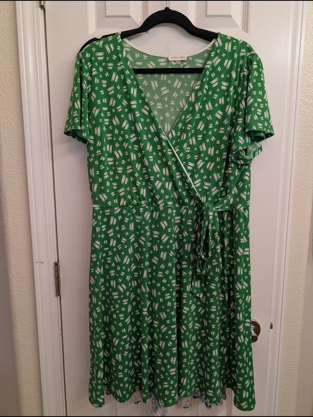 Green Printed Midi Wrap Dress